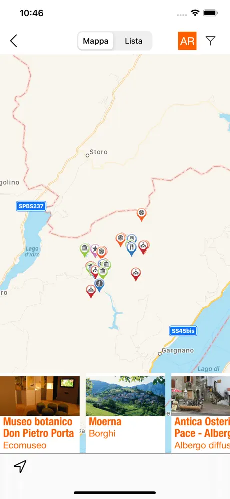 App Visit Val Vestino, mappa con i punti di interesse